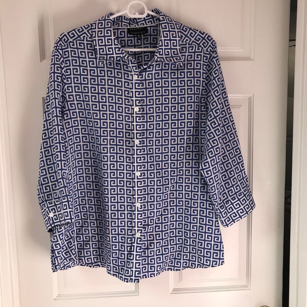 3/4 sleeve light weight 100%cotton.Greek Key motif